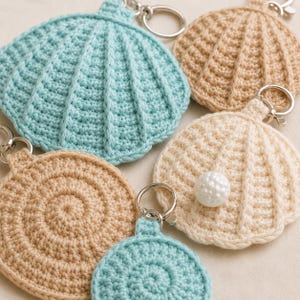 Patrón de llavero de ganchillo en PDF, paquete de patrones de ganchillo de conchas marinas, patrón de adorno para bolso de ganchillo, descarga digital de ganchillo playero