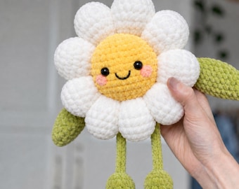 かぎ針編みの花のパターン、かぎ針編みのぬいぐるみの花、あみぐるみスプリングスナッグラーかぎ針編み、3色バージョン、英語のPDFパターンデジタルダウンロード