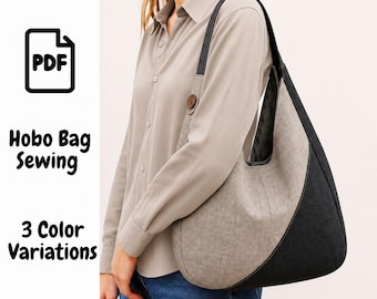 Hobo Bag Crochet Pattern, Beginner Friendly, Shoulder Bag pattern, 3 Color Variations, Photo Tutorial, English PDF Pattern