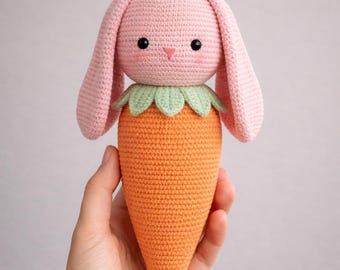 Bunny in Carrot Crochet Pattern PDF - Easter Bunny Amigurumi Tutorial - Kawaii Rabbit Toy Pattern - Stuffed Animal DIY - Digital Download