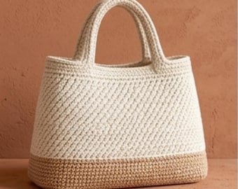 Crochet Bag Pattern - Minimalist Two-Tone Tote Bag Pattern - Modern Market Bag PDF - Beginner Friendly Crochet Purse - Digital Download
