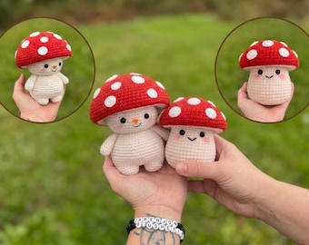 2-in-1 Mushroom Crochet Pattern Bundle Red Kawaii |  Amigurumi Plush | Easy Beginner Pattern | Digital Download |  English PDF