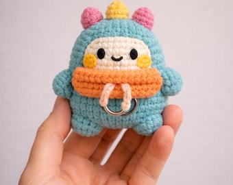 Monster Key Cover Crochet Pattern PDF - Cute Amigurumi Keychain - Easy Crochet Animal Key Holder Case - Funny Monster Keychain Pattern