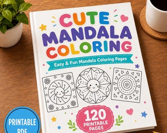 Libro para colorear mandalas para niños y adultos | Páginas para colorear llamativas y fáciles | PDF imprimible | Libro de actividades artísticas relajantes