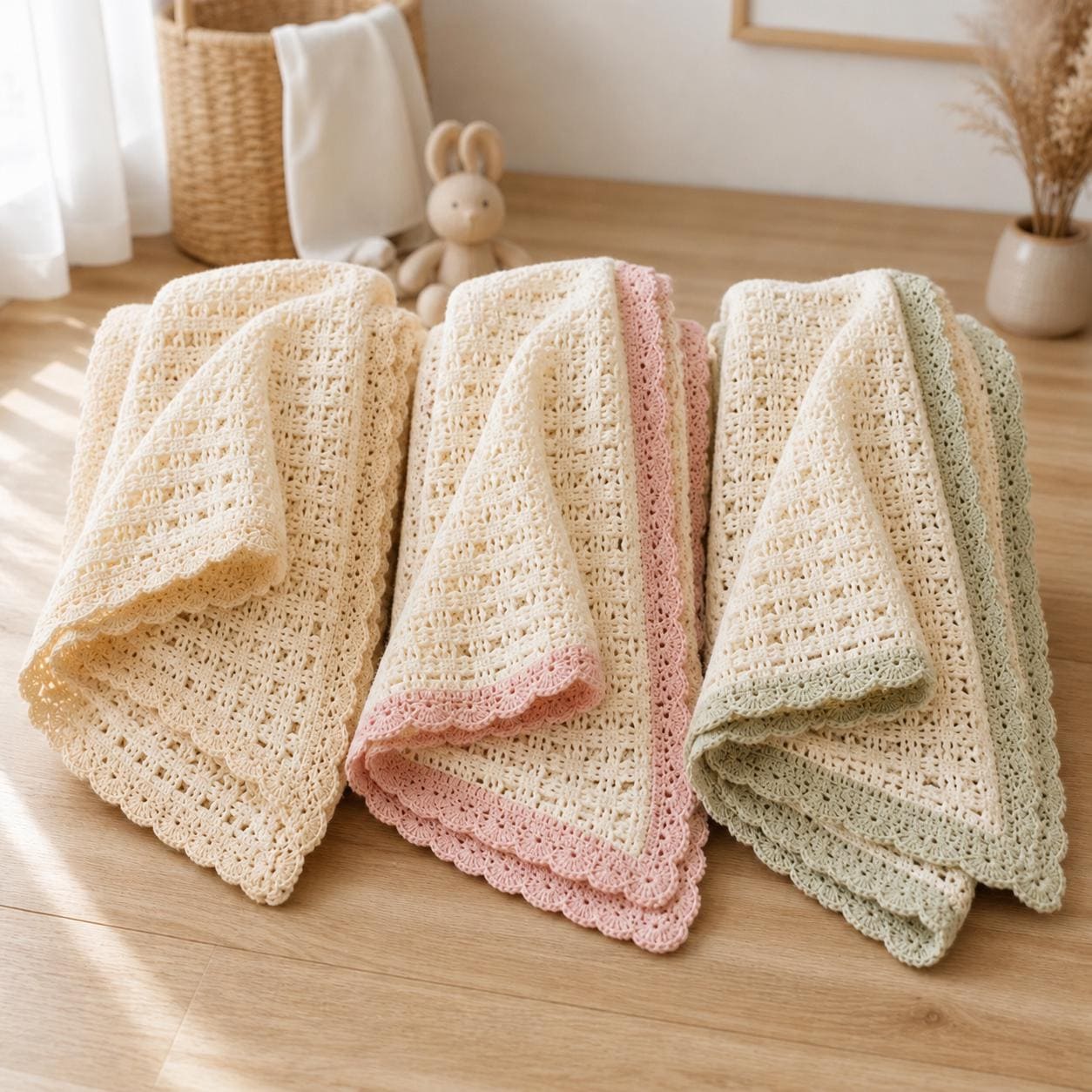 Heirloom Baby Blanket with Scalloped Border