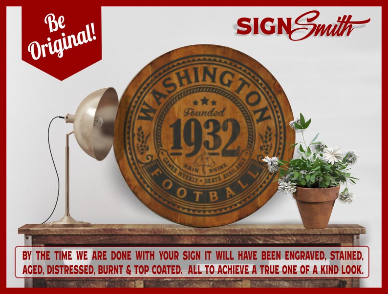 Washington Football Sign 17 Inch Round Sign Washington Football Prop Sign