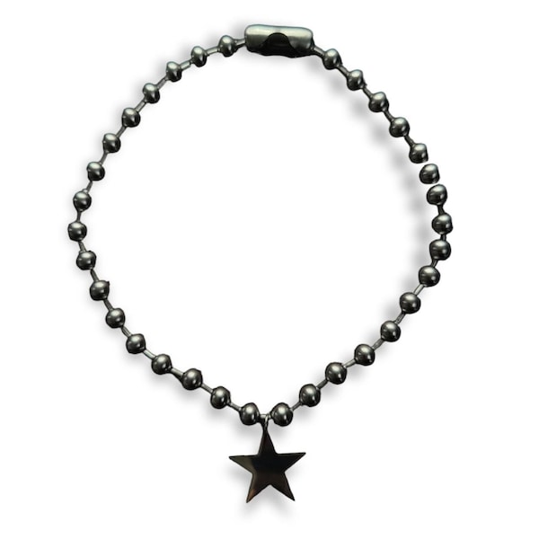 Stainless Steel XXL Ball Chain with Star pendant Y2K Grunge Alt Fairy Handmade ball chain