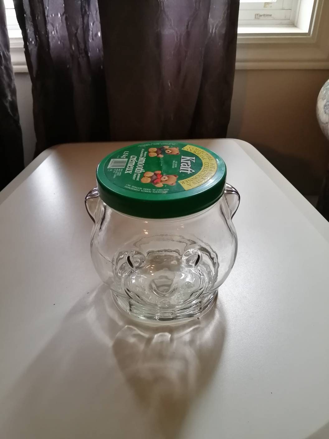 Vintage 1989 Kraft peanut butter bear head jar. With green Etsy