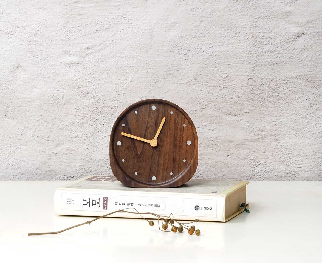 Wood Clock Wood Desk Clock Solid Wood Clock Vintage Clock Etsy