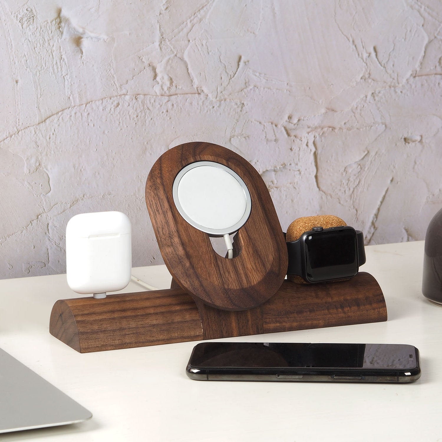 MagSafe charging station 3 in 1 wooden stand for iPhone 12 Etsy