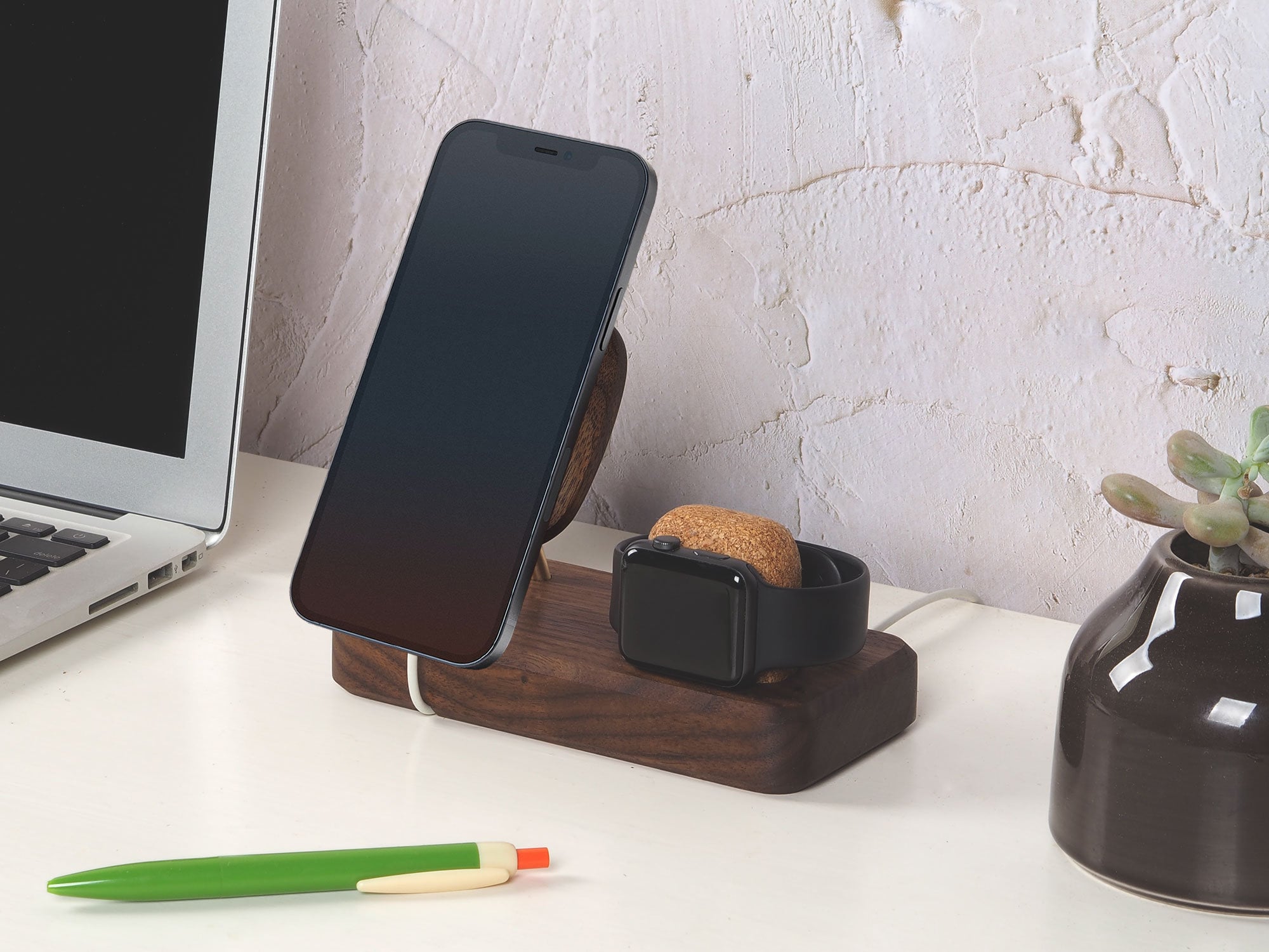 MagSafe charging station for multiple devices 2 in 1 wooden Etsy