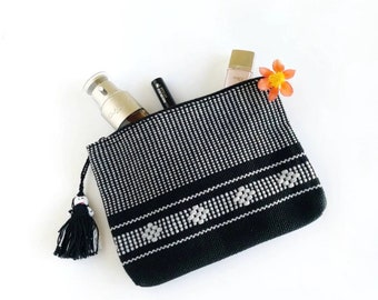 Boho makeup bag. Unique beauty bag and Perfect Valentines gift for her. Ladies Boho clutch purse and cosmetic bag.