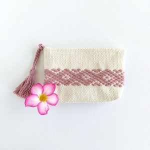 Boho small makeup pouch. Perfect Valentines gift for her. Bohemian ladies cosmetic bag in variety of colors. Little beauty bag.
