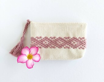 Boho small makeup pouch. Perfect Valentines gift for her. Bohemian ladies cosmetic bag in variety of colors. Little beauty bag.