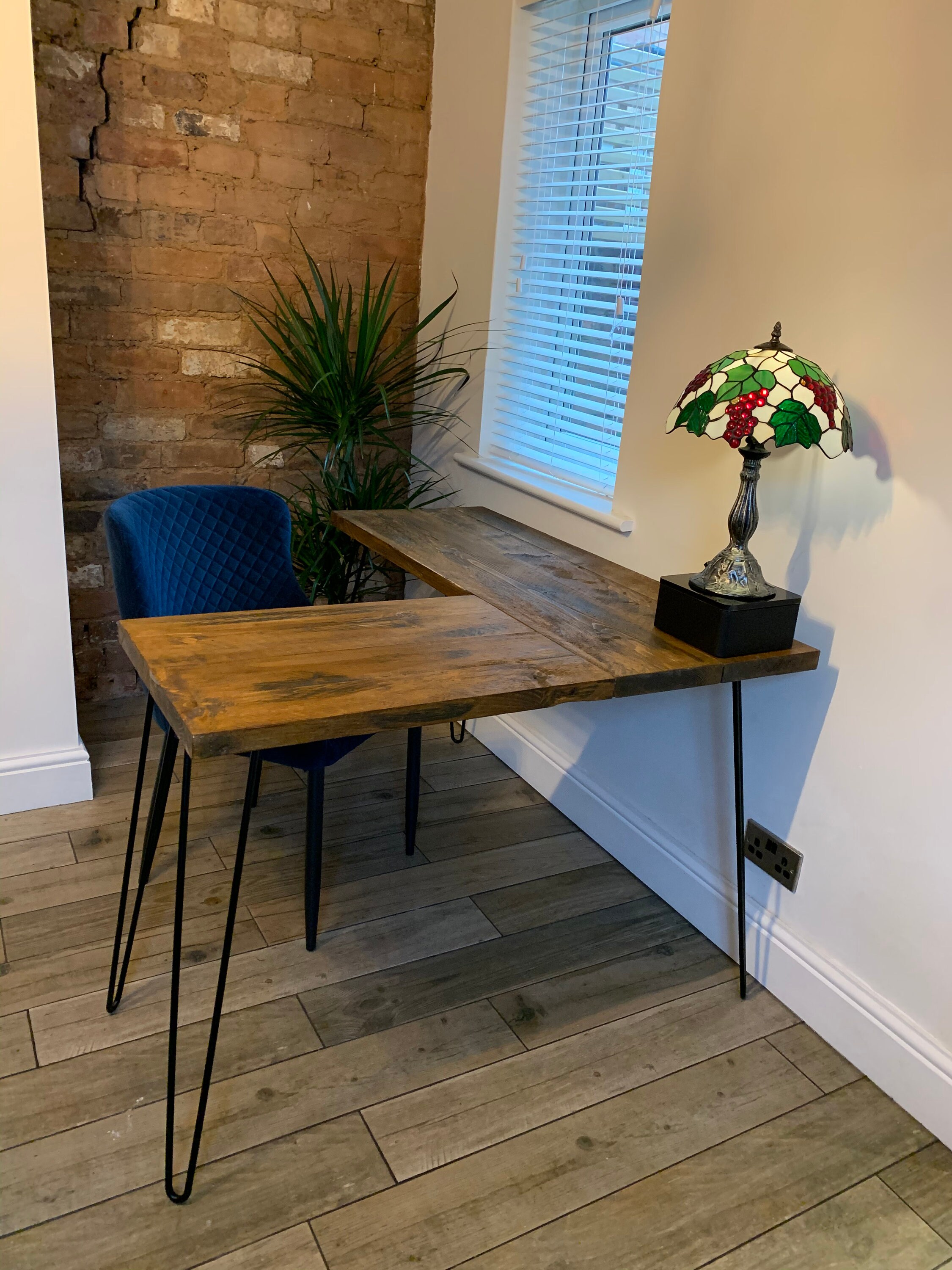 Corner Desk Rustic Wooden Home Office Corner Desk Dark Oak Etsy