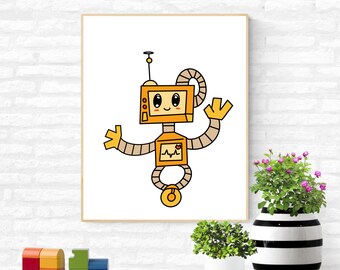 Robot Decaration Robot Art Print, Robot Artwork, Robot Decoration, Robot Drawing, Robot ...