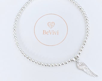 Sterling Silver Anklet With Sterling Silver Angel Wing Charm