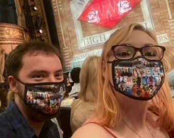 Musical Theatre Face Mask Covering with Poster Prints of West End & Broadway Performances and Shows / Unique Gift for Musical Theatre Lover