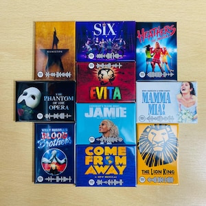 Handmade Musical Theatre Spotify Fridge Magnets, Rectangle Magnets, West End, Broadway, Pick your own, Theatre Gifts, Musical Theatre Merch