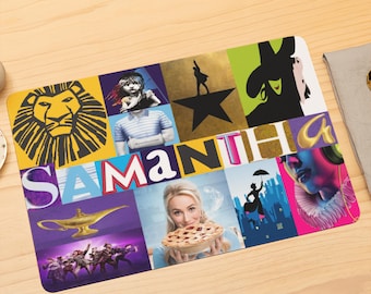 Musical Theatre Personalised Name Placemat and Coaster Theatre Gift, Theatre Table Setting, West End Coaster, Broadway Placemat, Theatrical