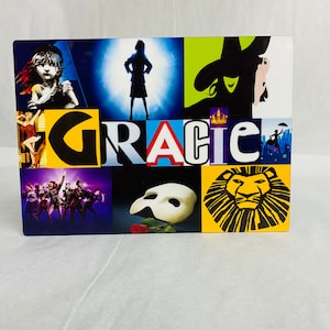 20cm x 30cm Musical Theatre Personalised Self Standing Gift Name Photo Panel Print, Free Keyring, Your unique design as Musical Theatre Gift