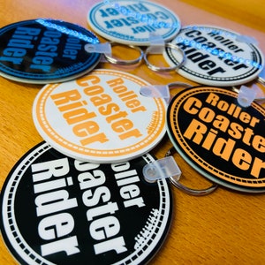 Rollercoaster Rider Keyring Design for Amusement Park Bag Tag as Bespoke Merchandise Gift, Theme Park, Alton Towers, Thorpe Park, Customised