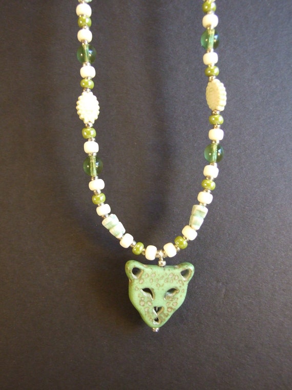 Olive Green Cheetah Necklace \u0026 Earring 