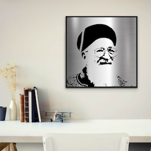 Rav Mordechai Eliyahu Metal Portrait | Jewish gift for him  | Maran | Gedolim pictures | Sephardi art | Minamalist