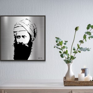 Ben Ish Chai portrait from stainless steel | Ben Ish Chai picture in metal | Jewish gift for him | Sephardi art | Sephardi