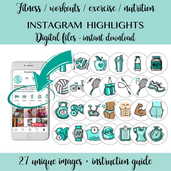 workout exercise instagram stories icons weight loss highlight covers