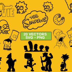 The Simpsons Vector Pack, SVG, Png , The Simpsons clip art, The Simpsons silhouette, The Simpsons vector, Bart Svg, Lisa Svg, Homer Svg