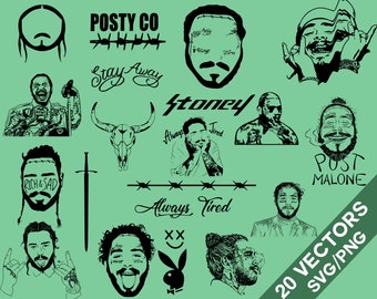 Post Malone Vektor-Pack, SVG, Png, Post Malone ClipArt, Post Malone Silhouette, Post Malone Tattoo Vektor, Post Malone Svg
