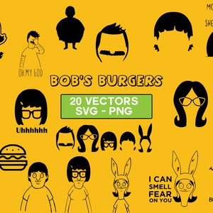 Bob&#39;s Burgers Vector Pack, SVG, PNG, Bob&#39;s Burgers clip art, cricut files, cut files, Bob&#39;s Burgers vector, Bob&#39;s Burgers silhouette