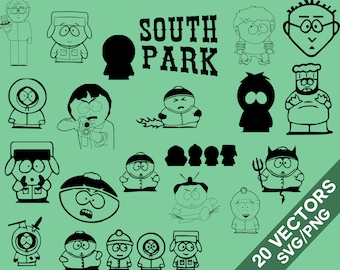 South Park Vector Pack, SVG, Png , South Park clip art, South Park silhouette, South Park vector, South Park Svg, Cartman Svg, Kyle Svg