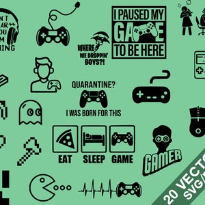 Gamer vector Pack SVG, PNG, Gamer clip art, digital files, cricut files, cut files, Gamer vector