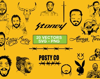 Post Malone Vektor Pack, SVG, Png, Post Malone Clip Art, Post Malone Silhouette, Post Malone Tattoo Vektor, Post Malone Svg