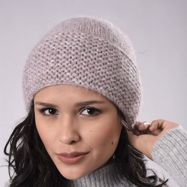 Women's wool hat, Alpaca wool beanie, fairtrade hat, handmade hat, Ladies handmade hat, hand knitted beanie, Black Grey Pink White Beige