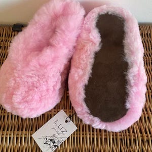 Pink Alpaca Fur Women Slippers: Handmade Sheepskin Moccasins, Ethical alpaca skin, 3-9 UK Sizes image 4