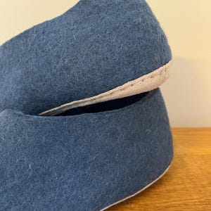 Petrol Blue Wool Slippers for Men - Felted Wool House Shoes with Rubber Soles image 14