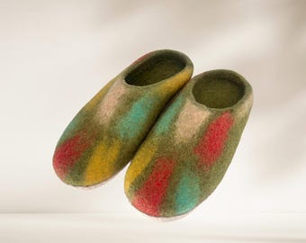 Pantuflas de lana hechas a mano: Mocasines de piel para mujer, suelas de ante suave.