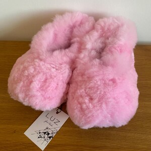 Pink Alpaca Fur Women Slippers: Handmade Sheepskin Moccasins, Ethical alpaca skin, 3-9 UK Sizes image 6