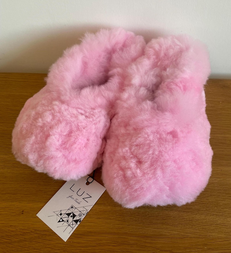 Pink Alpaca Fur Women Slippers: Handmade Sheepskin Moccasins, Ethical alpaca skin, 3-9 UK Sizes image 6