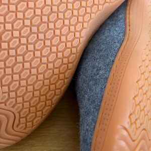 Pantuflas de lana gris para hombre – Mules de fieltro con suela de goma / Regalo para el Día del Padre imagen 11