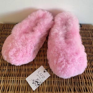 Pink Alpaca Fur Slippers: Handmade Sheepskin Moccasins