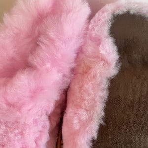 Pink Alpaca Fur Women Slippers: Handmade Sheepskin Moccasins, Ethical alpaca skin, 3-9 UK Sizes image 5