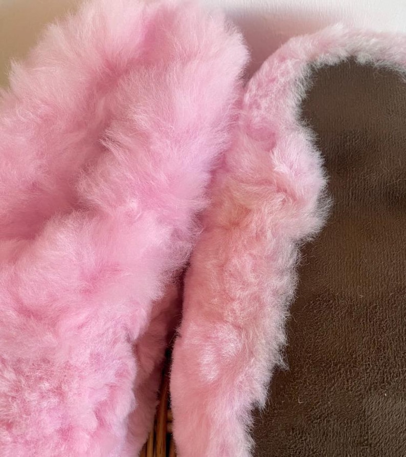 Pink Alpaca Fur Women Slippers: Handmade Sheepskin Moccasins, Ethical alpaca skin, 3-9 UK Sizes image 5