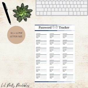 Printable Password Tracker, Printable Password Log