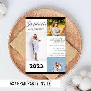 Photo Graduation Party Invitation Template, Senior Graduation Announcement, Graduation Cap, Printable Graduation Invitation