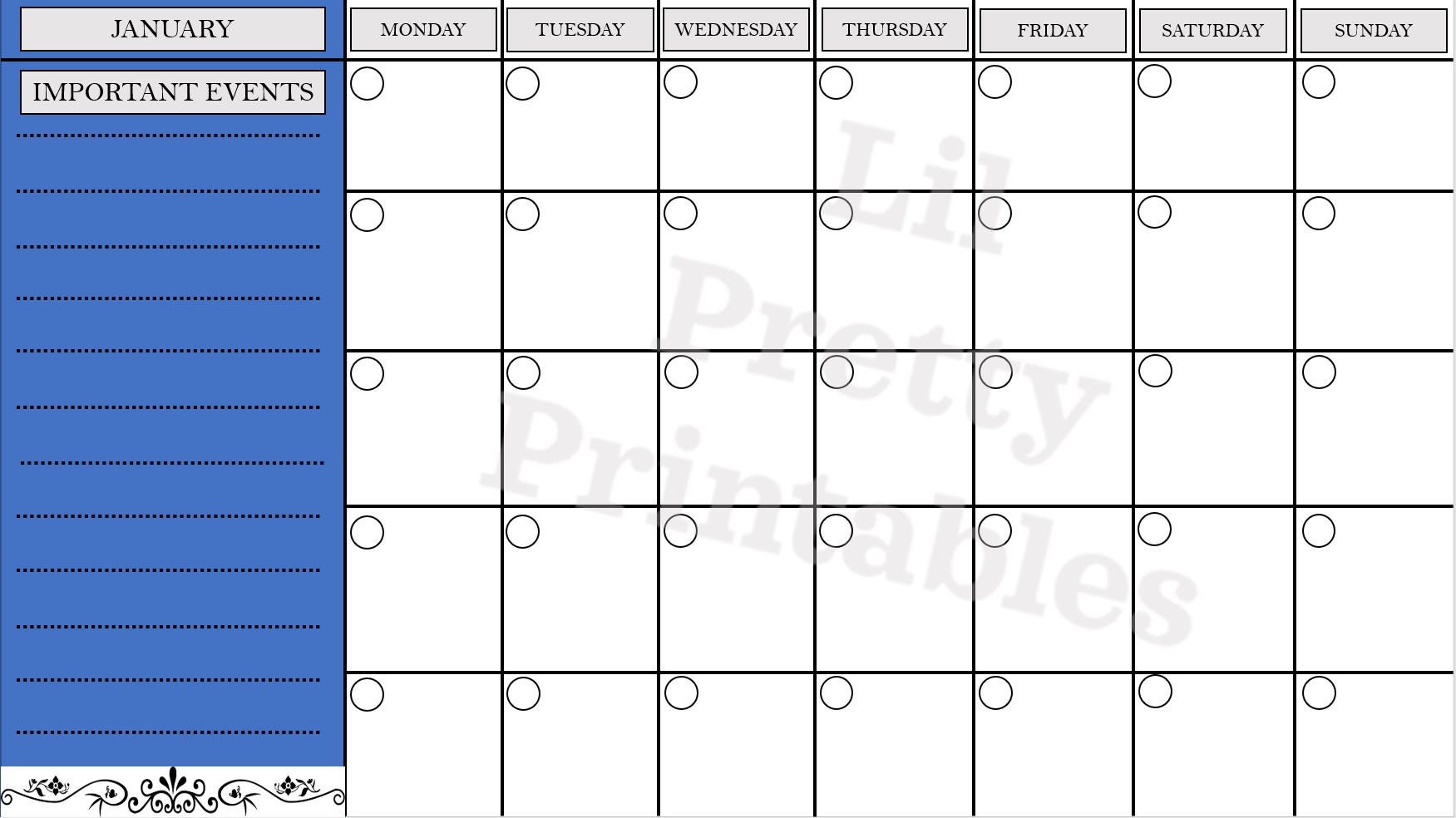 Printable monthly calendar printable organizer digital | Etsy
