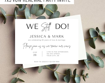 Minimalist Vow Renewal Invitation Template (Digital Download)